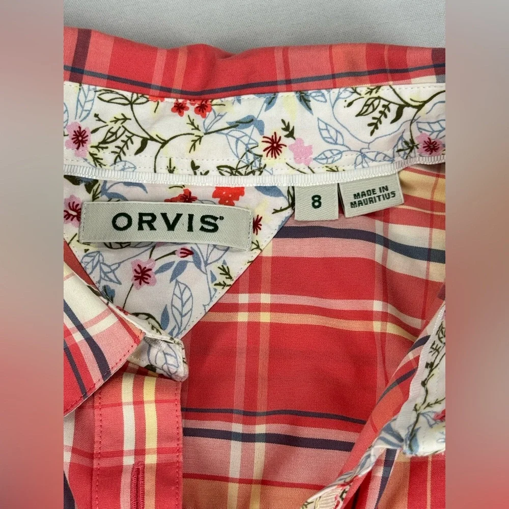 Orvis Multicolored Plaid Striped Long Sleeve Shirt Button down Size 8 - Picture 4 of 7